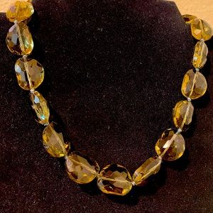 Beautiful olive green glass beaded necklace.